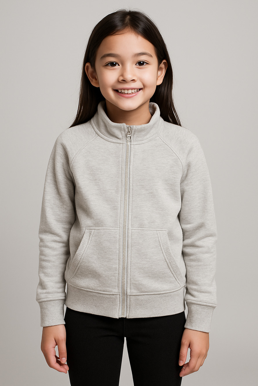 Kids Full Zip Jacket Gray Size 10Y | Lightweight Zip-Up Sweatshirt | Unbranded
